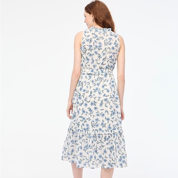 J. Crew Printed tie-front midi dress Ivory Sunfaded Blue Size 6 - Picture 11 of 11